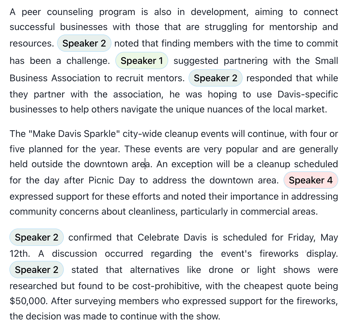 High Quality Meeting Minutes